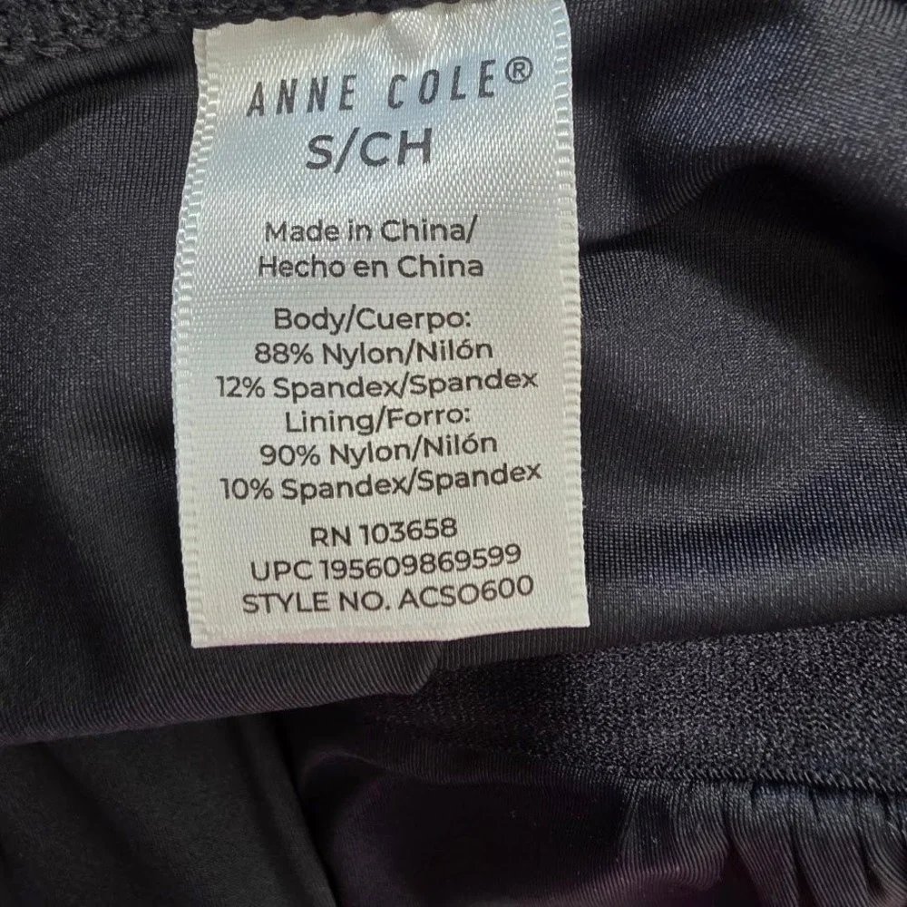 Anne Cole One Piece Swimsuit Women Small Black Ruched Square Neck UPF 50 ACSO600